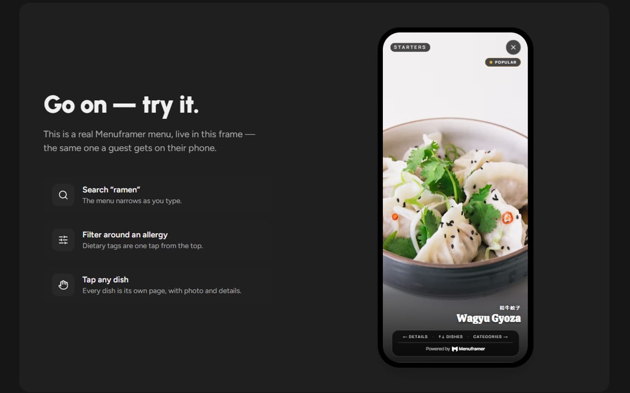 MenuFramer — product preview