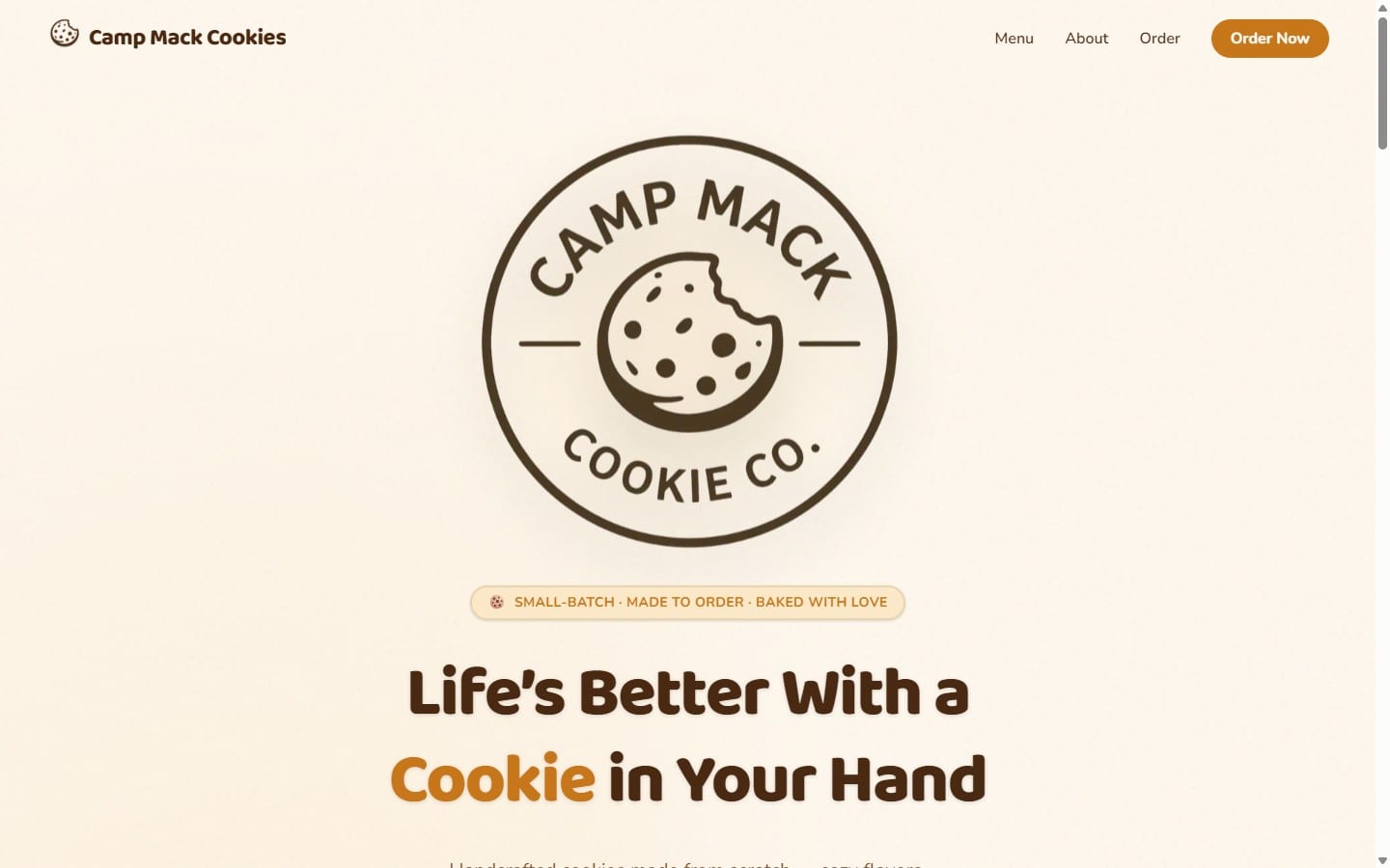Camp Mack Cookies — live site preview