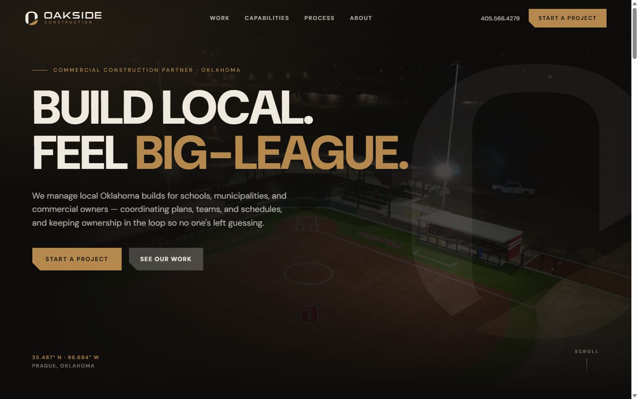 Oakside Construction — live site preview